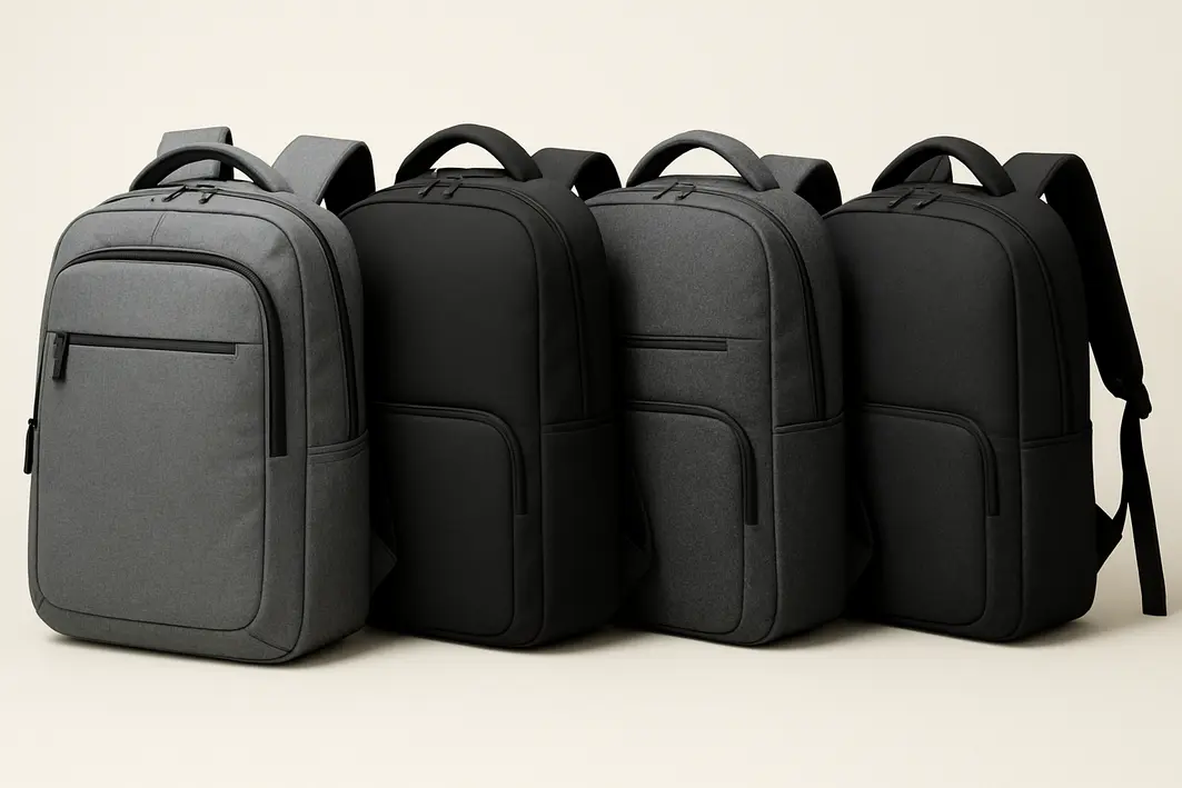 maos ajustando notebook dentro mochila acolchoada Mãos masculinas ajustando notebook no compartimento acolchoado de mochila com zíper